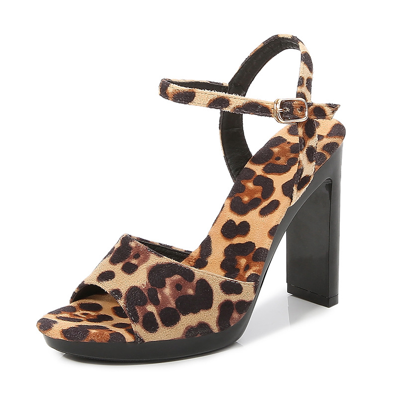 Leopard fashion platform low thick sandals