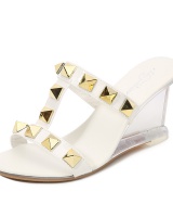 Summer high-heeled slippers rivet transparent platform