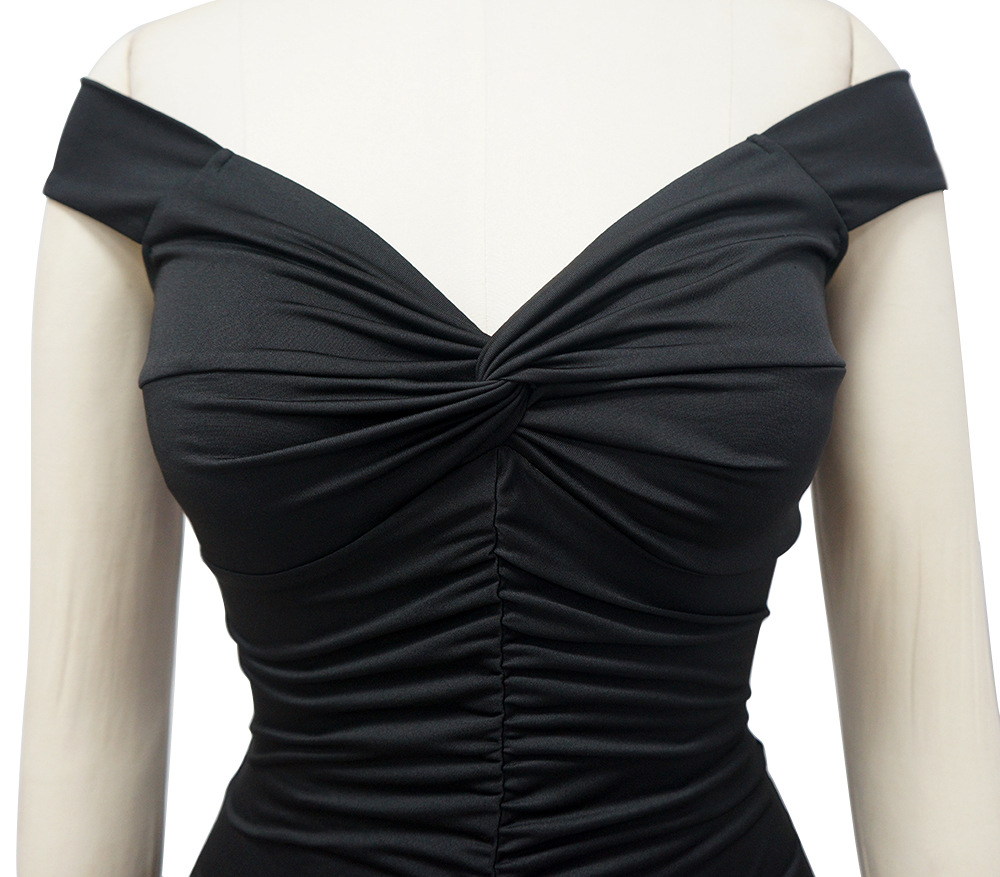 Package hip long dress flat shoulder formal dress for women