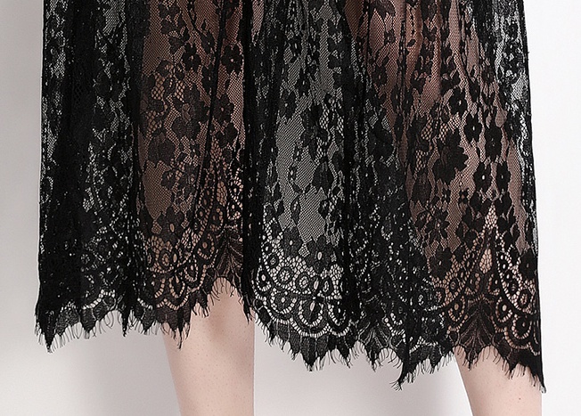 Summer printing splice lace dress