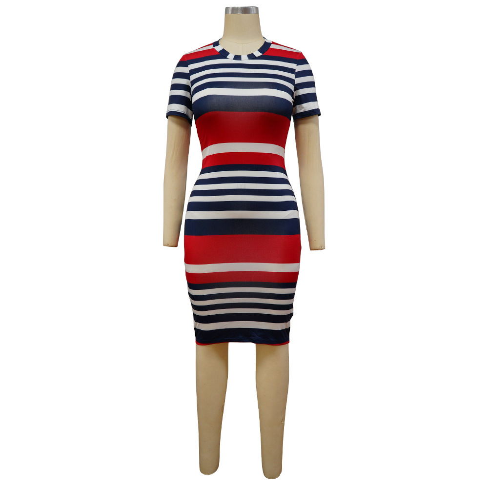 Sexy stripe printing summer dress for women