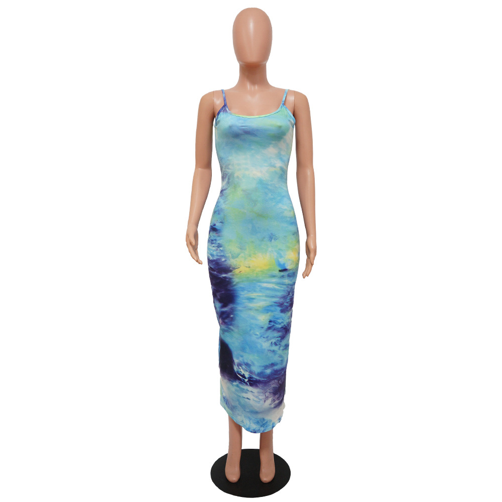 Fashion summer tie dye sling dress for women