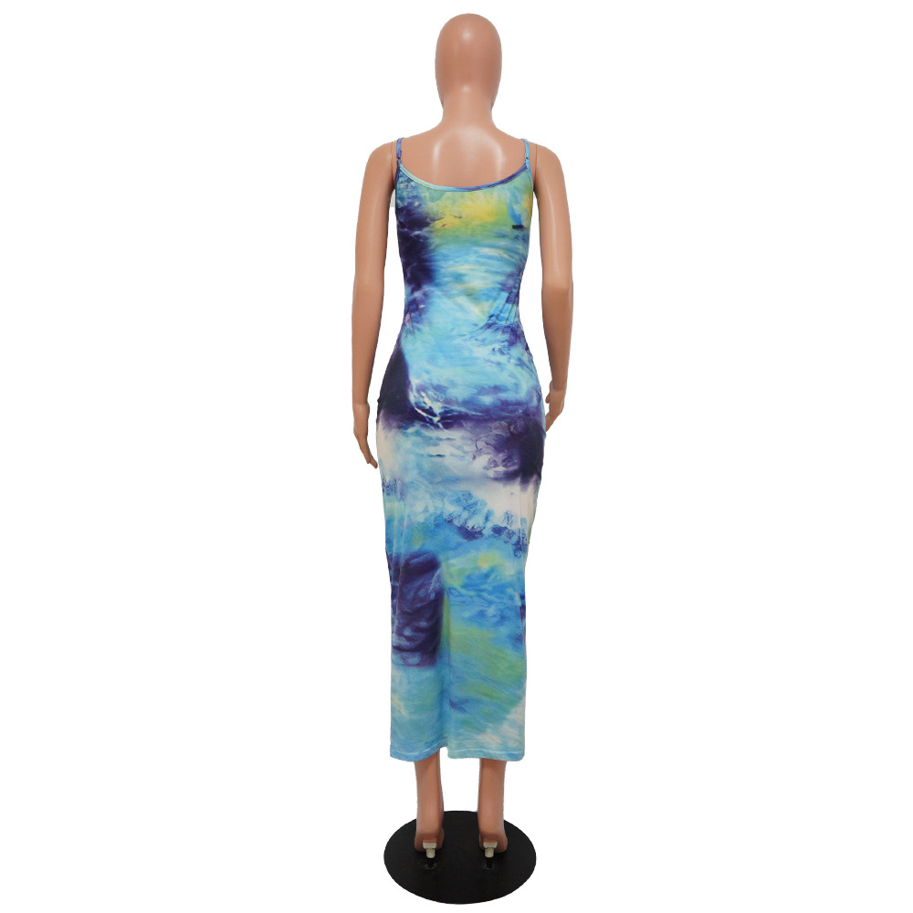 Fashion summer tie dye sling dress for women