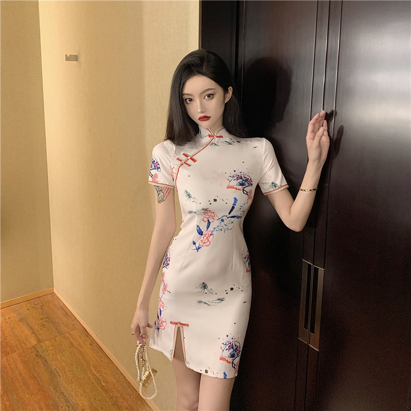 Maiden summer temperament light short cheongsam