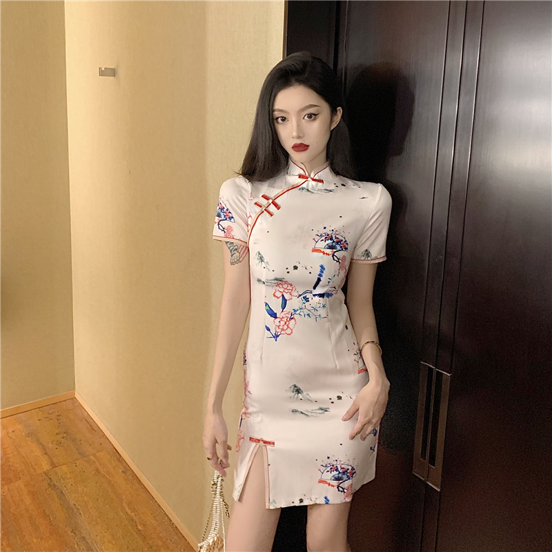 Maiden summer temperament light short cheongsam