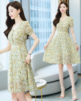 Summer long chiffon dress daisy yellow long dress for women