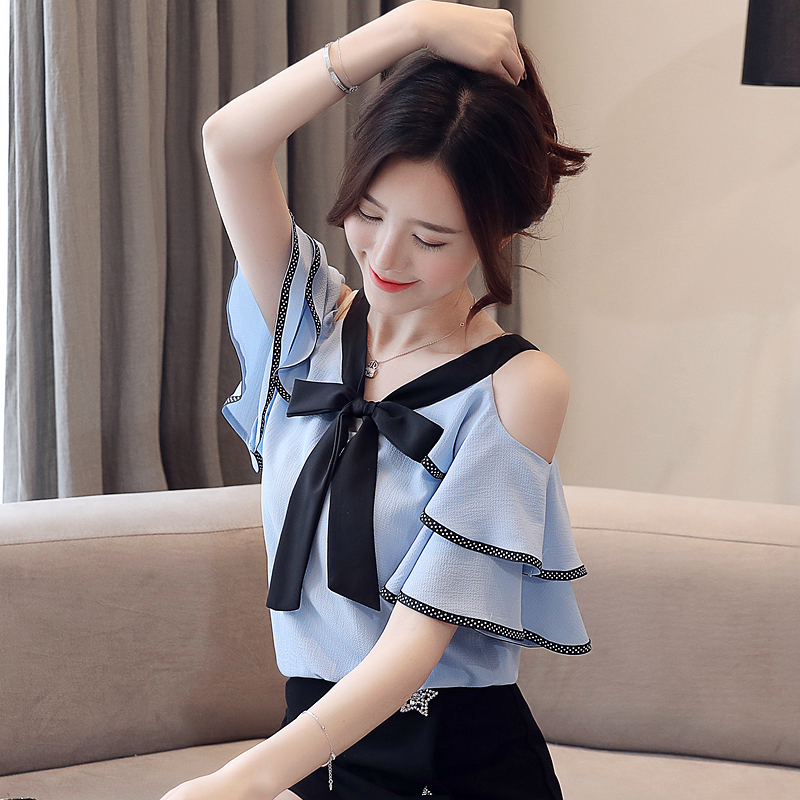 Korean style sling tops summer short sleeve chiffon shirt