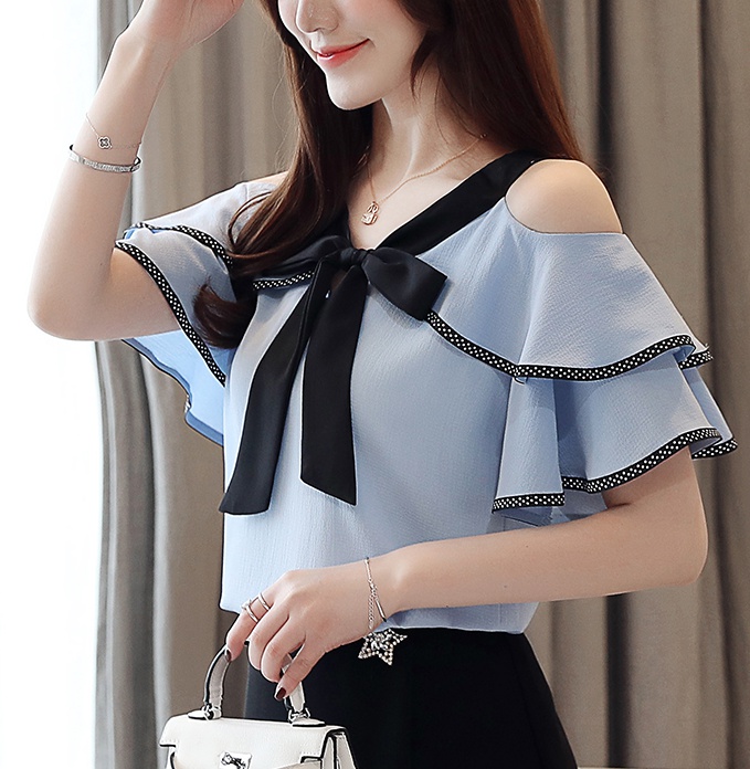 Korean style sling tops summer short sleeve chiffon shirt