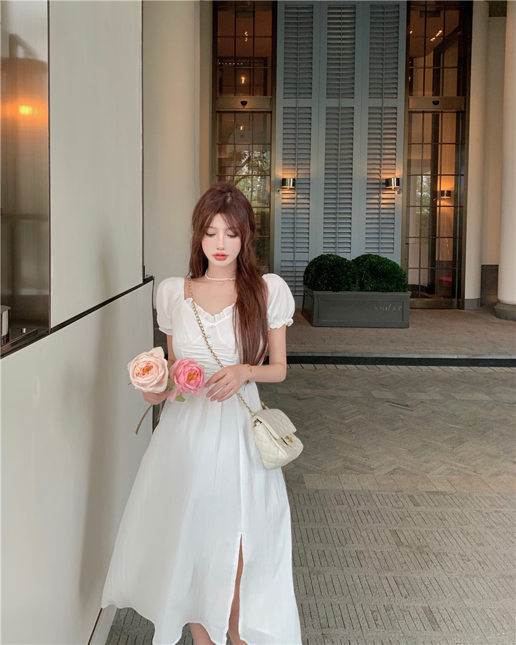 Halter dress pinched waist long dress for women