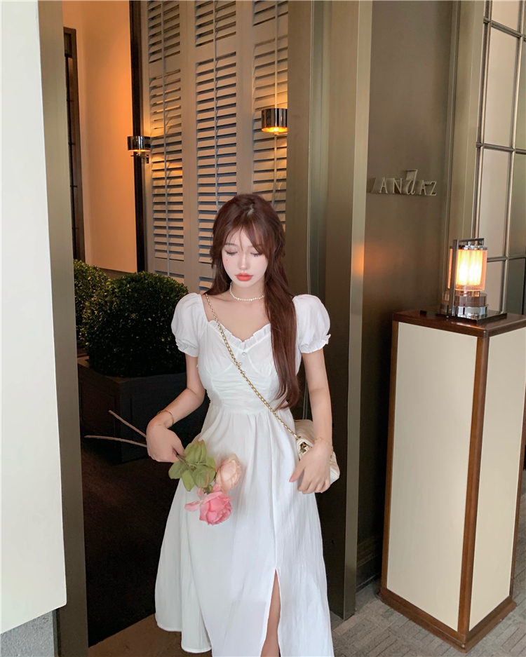 Halter dress pinched waist long dress for women