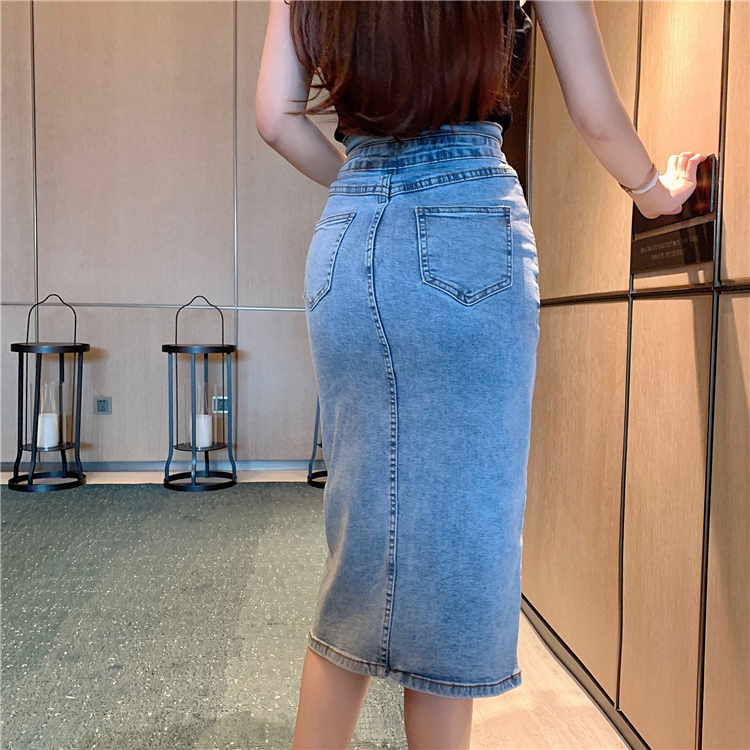Package hip denim sexy elasticity slim split skirt