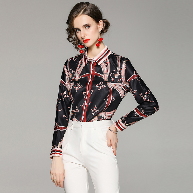 European style all-match slim fashion printing shirt