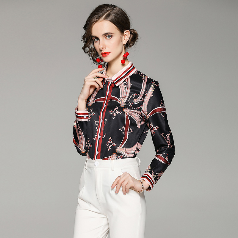 European style all-match slim fashion printing shirt