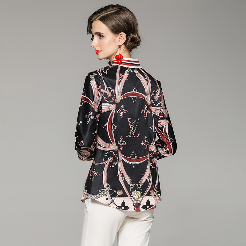 European style all-match slim fashion printing shirt