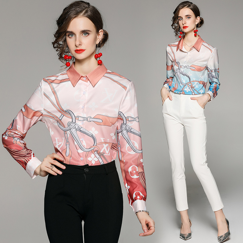 Slim all-match European style fashion printing shirt