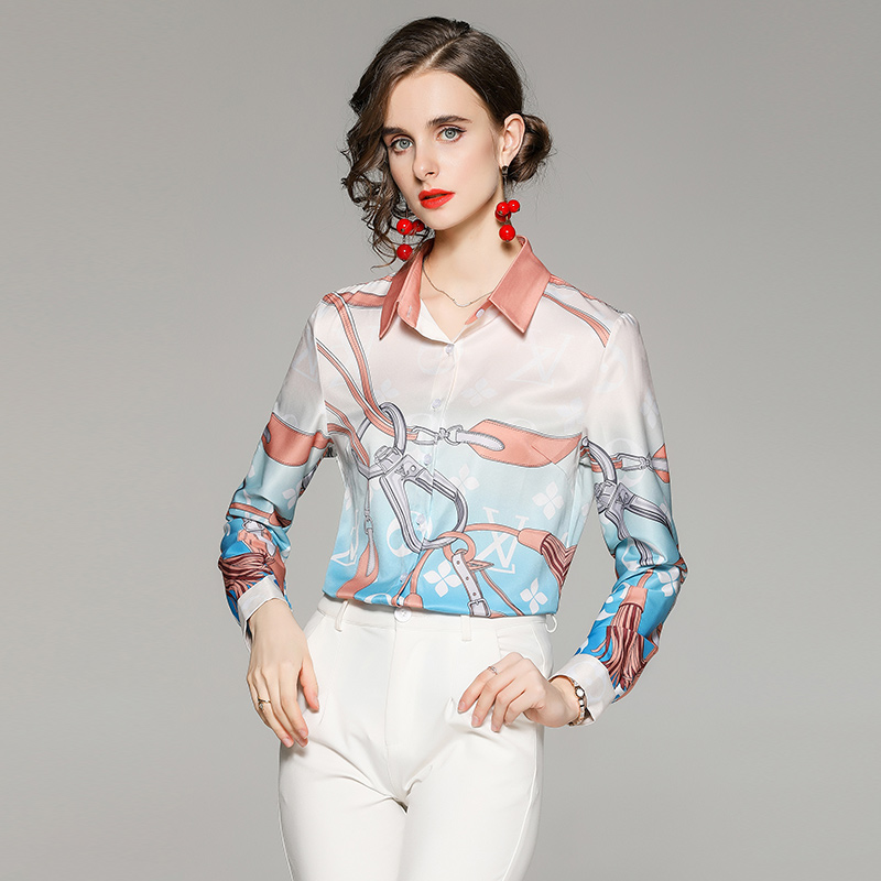 Slim all-match European style fashion printing shirt