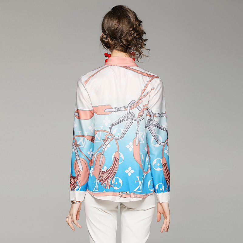 Slim all-match European style fashion printing shirt