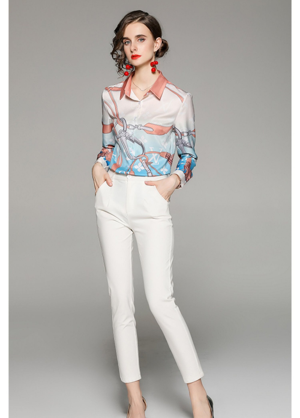 Slim all-match European style fashion printing shirt