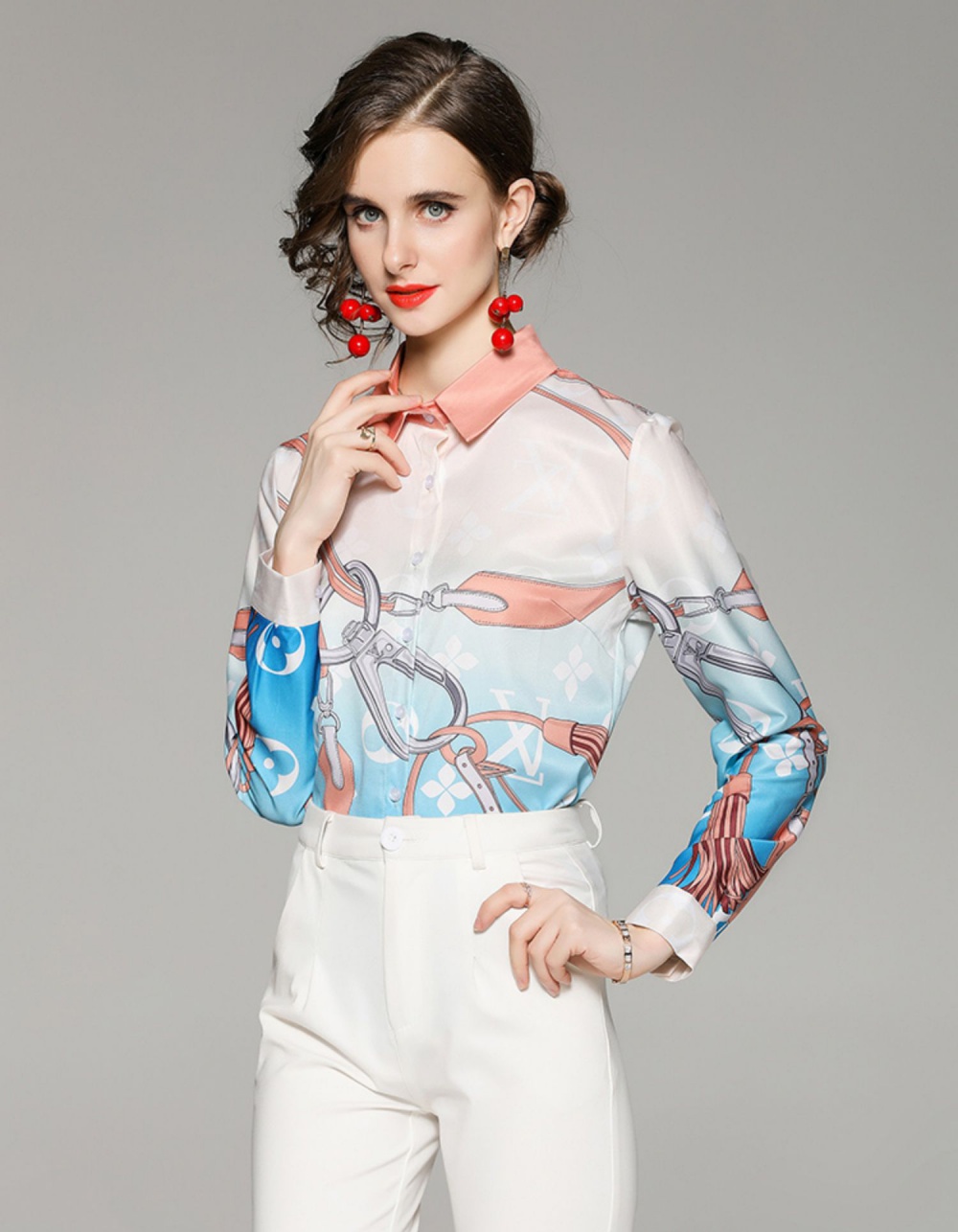 Slim all-match European style fashion printing shirt