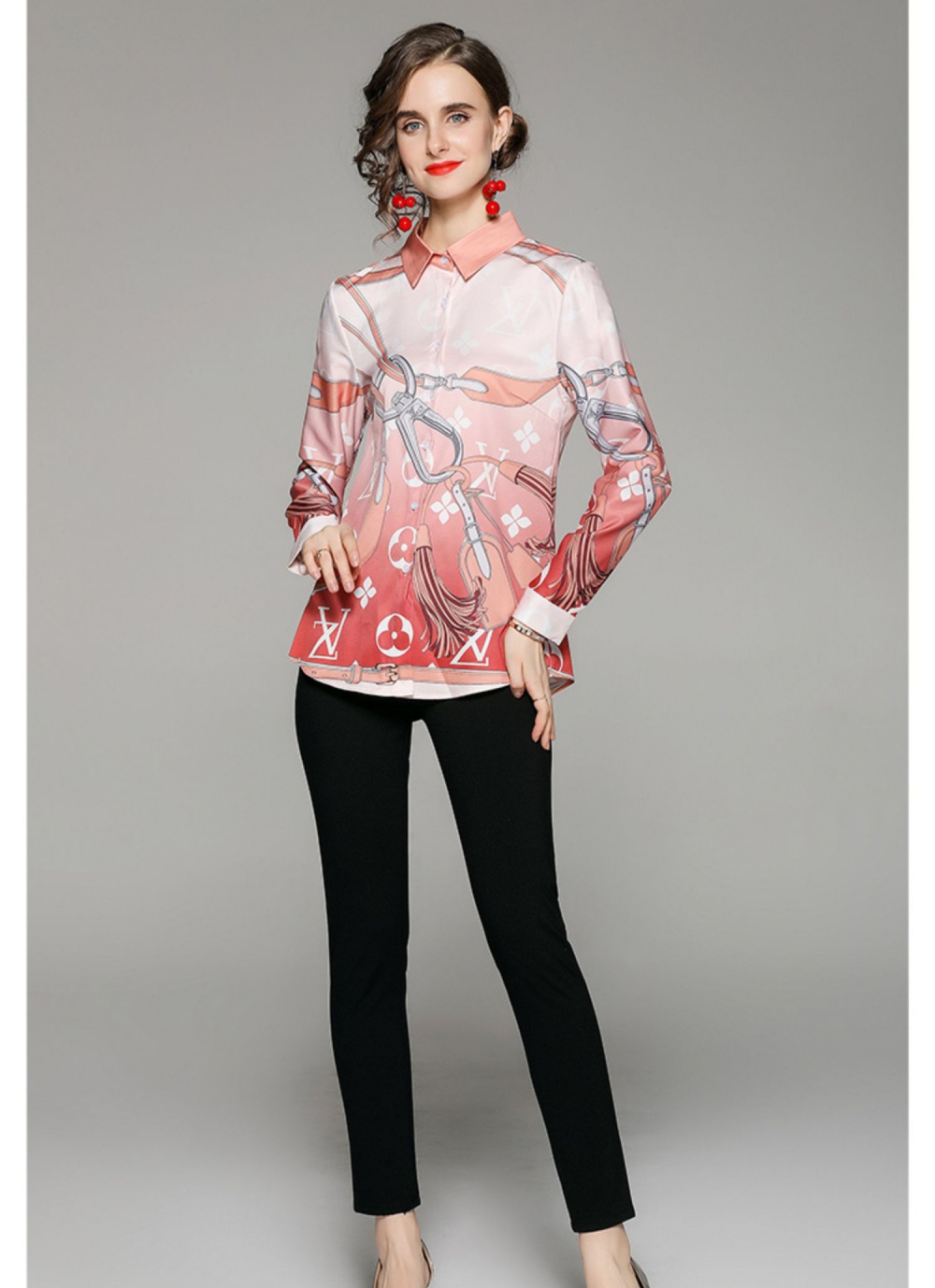 Slim all-match European style fashion printing shirt