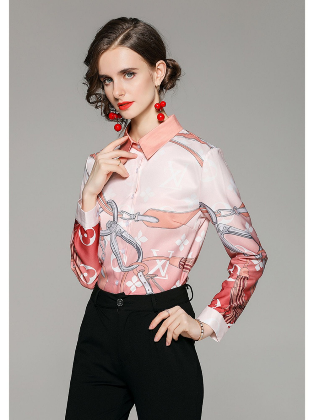 Slim all-match European style fashion printing shirt