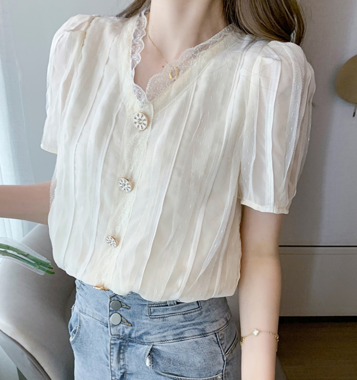 Summer V-neck shirt short sleeve tops for women