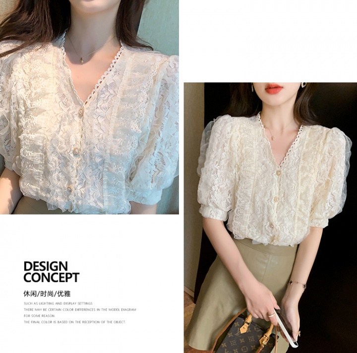 Lace Korean style shirt splice summer tops for women