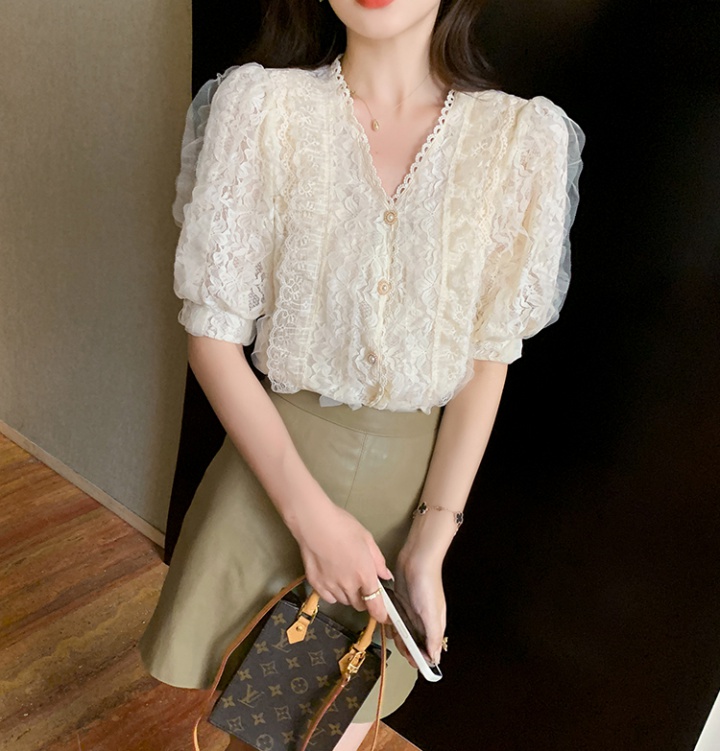 Lace Korean style shirt splice summer tops for women