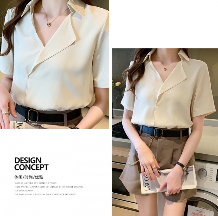 Summer Korean style V-neck tops all-match short sleeve shirt