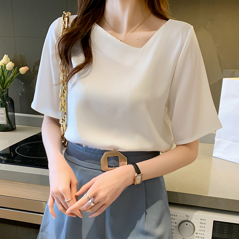Summer Korean style tops satin shirt for women