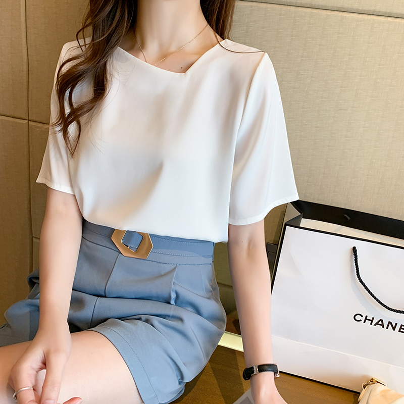 Summer Korean style tops satin shirt for women