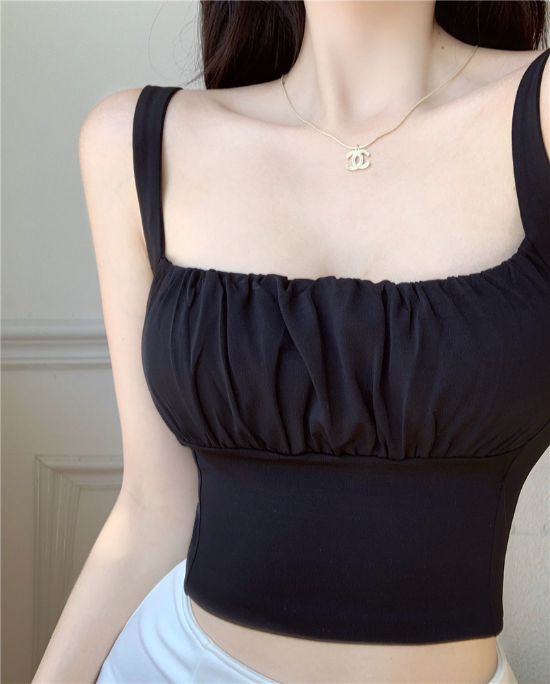 Summer slim sexy small sling vacation high waist fold vest