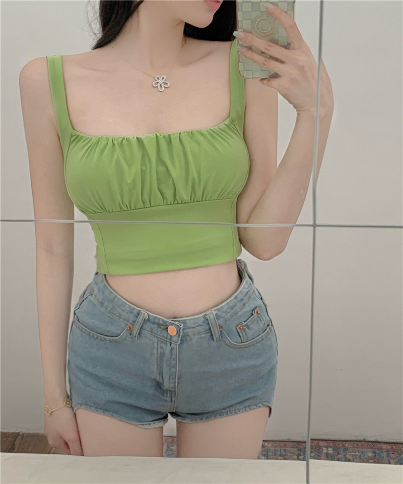 Summer slim sexy small sling vacation high waist fold vest