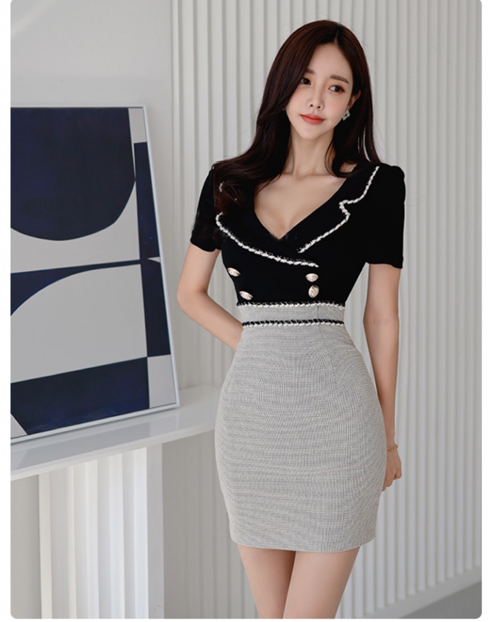 Package hip Korean style short sleeve spring dress