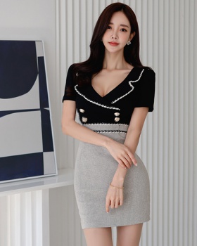 Package hip Korean style short sleeve spring dress