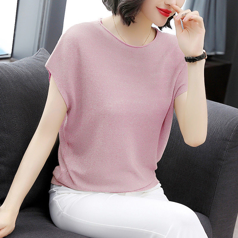 Ice silk summer tops bat pullover sweater for women