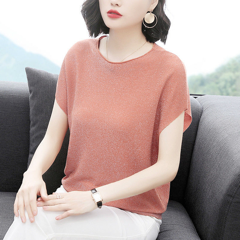 Ice silk summer tops bat pullover sweater for women