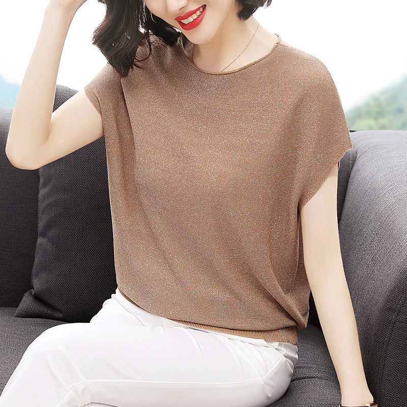 Ice silk summer tops bat pullover sweater for women