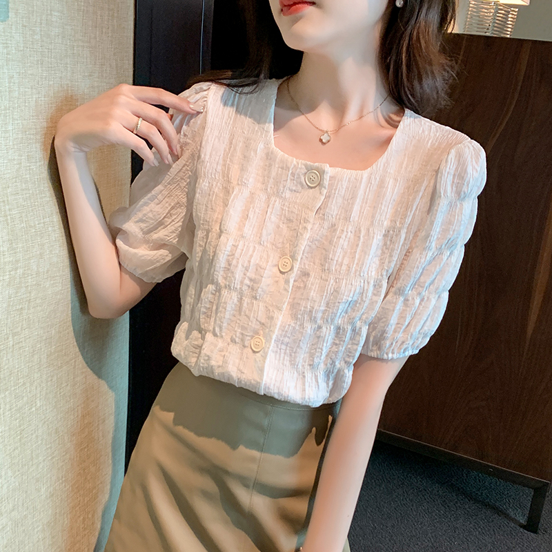 Summer Korean style tops all-match short sleeve shirt