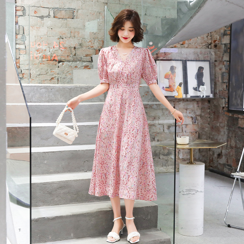 Floral retro dress summer long dress for women