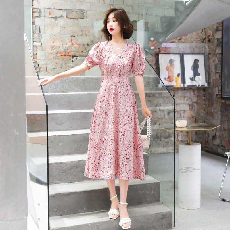 Floral retro dress summer long dress for women