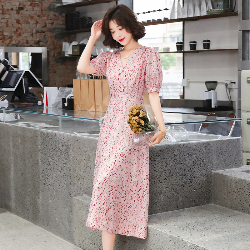 Floral retro dress summer long dress for women