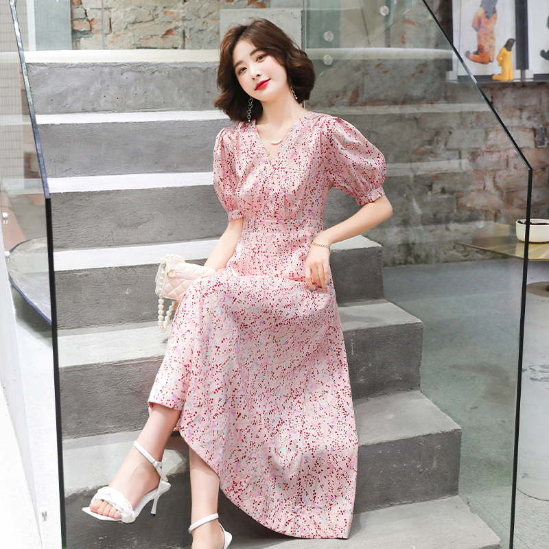 Floral retro dress summer long dress for women