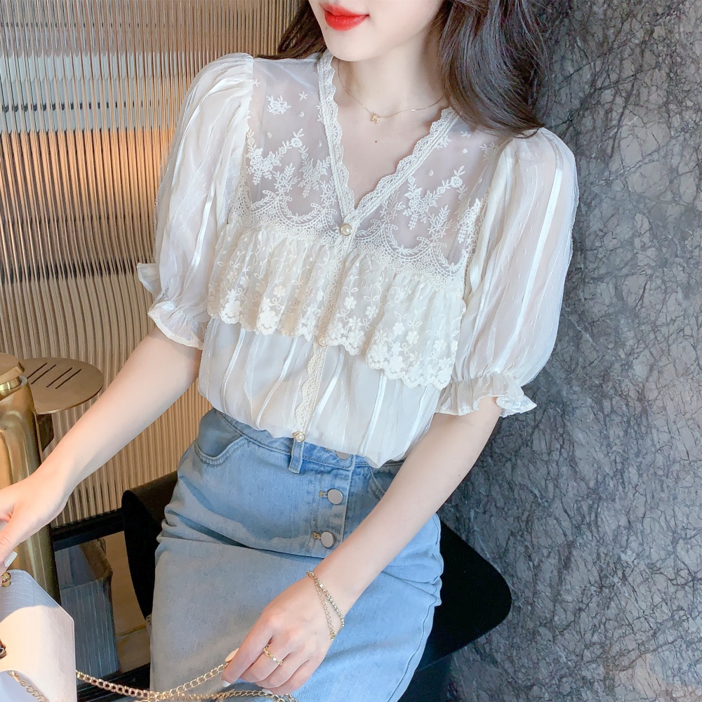 Temperament chiffon shirt gauze tops for women