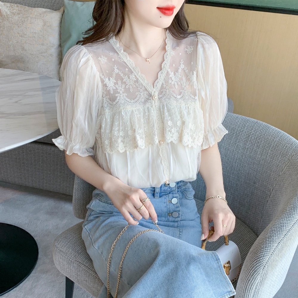 Temperament chiffon shirt gauze tops for women