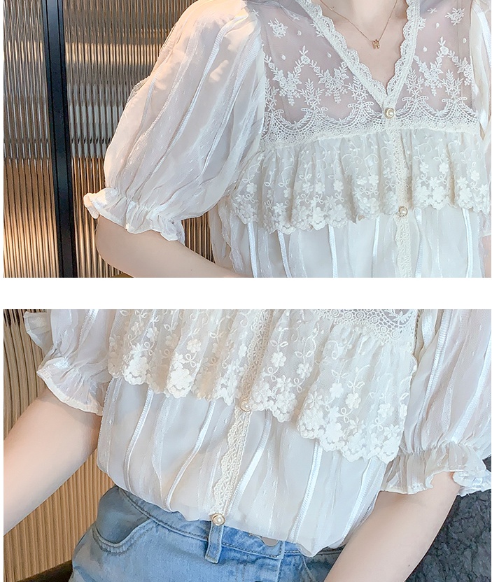 Temperament chiffon shirt gauze tops for women