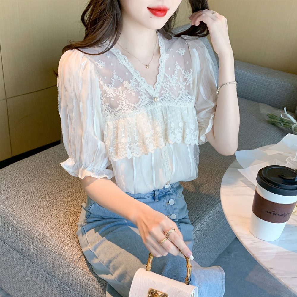 Temperament chiffon shirt gauze tops for women