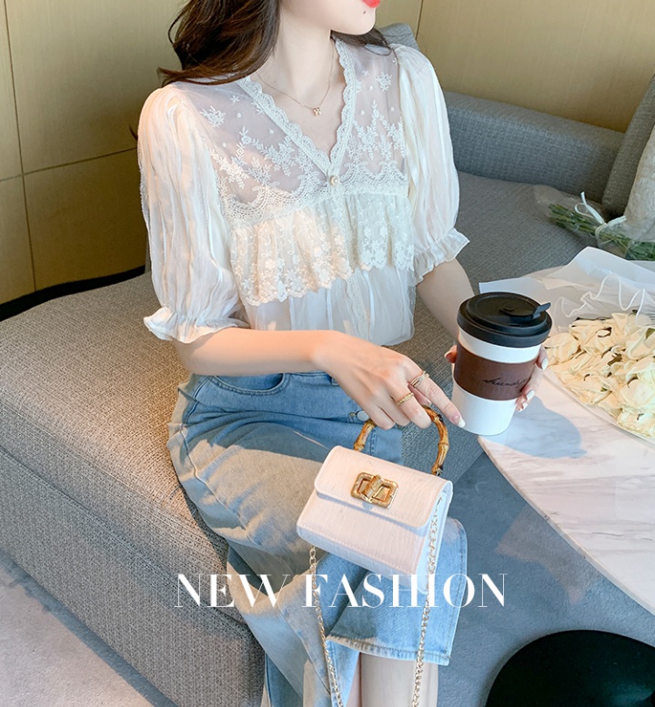 Temperament chiffon shirt gauze tops for women