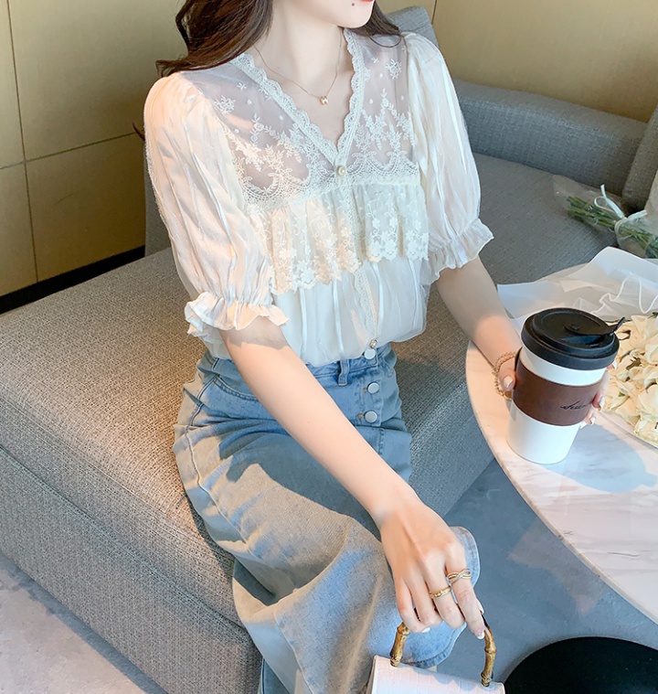 Temperament chiffon shirt gauze tops for women