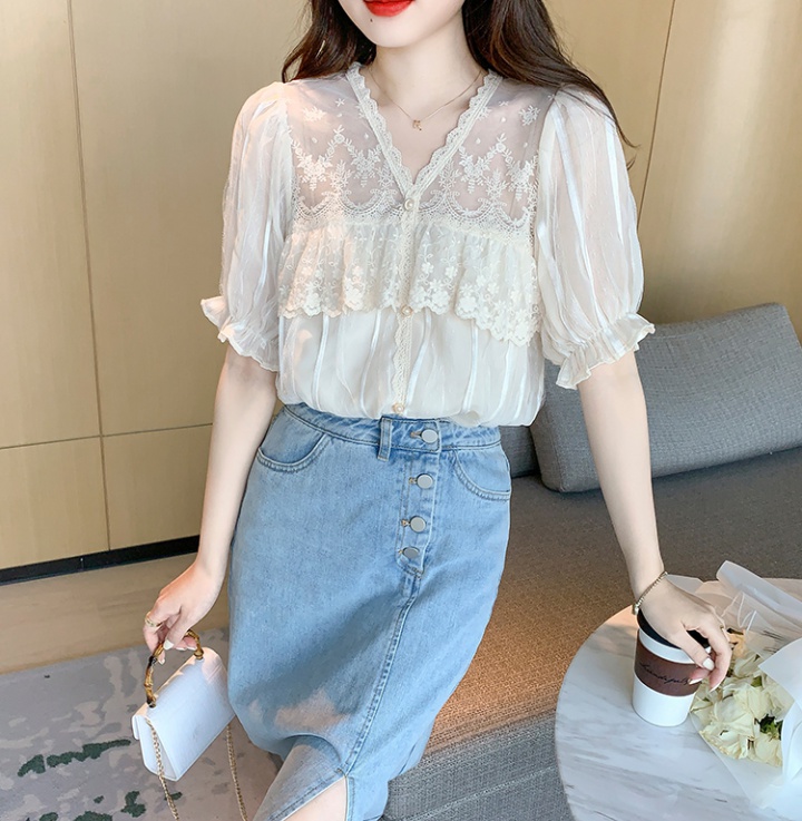 Temperament chiffon shirt gauze tops for women